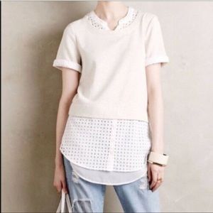 Anthropologie cream/white top